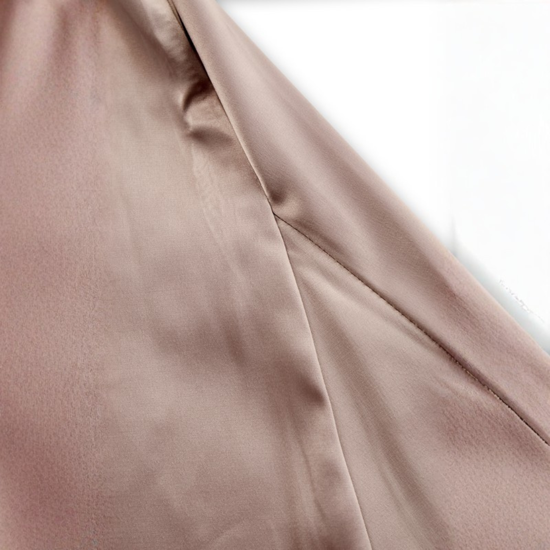 Elegant Evening Gown | Champagne Satin One-Shoulder Dress with Luxurious Drape | Formal Wear for Timeless Sophistication