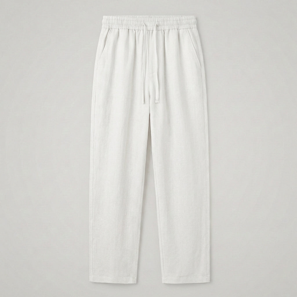 Elegant Comfort | Cropped Pants with Elastic Waist & Drawstring | Versatile Linen Trousers for Effortless Style