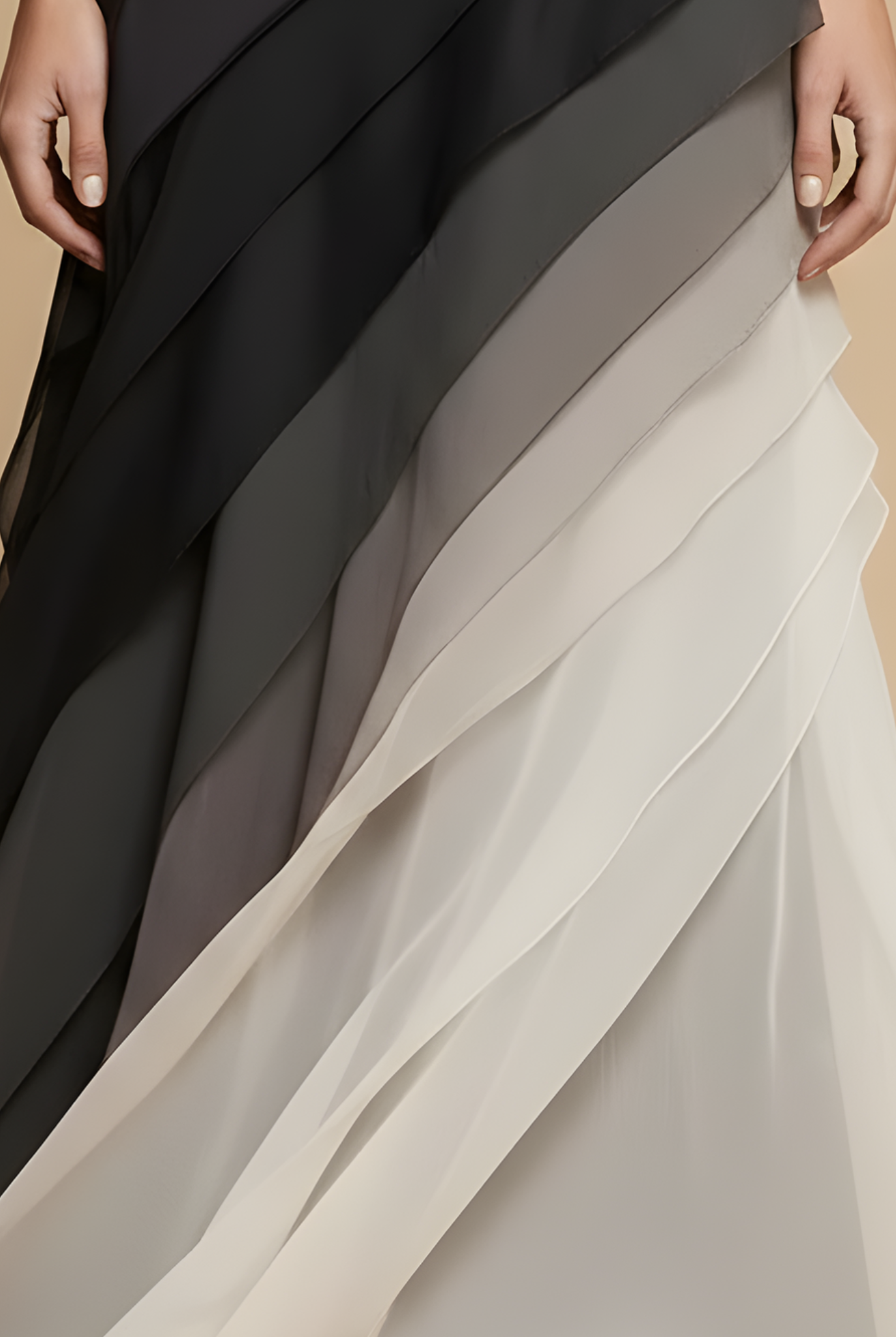 Elegant Layered Ombre Maxi Dress | Flattering Fit with Asymmetrical Skirt for Formal Events