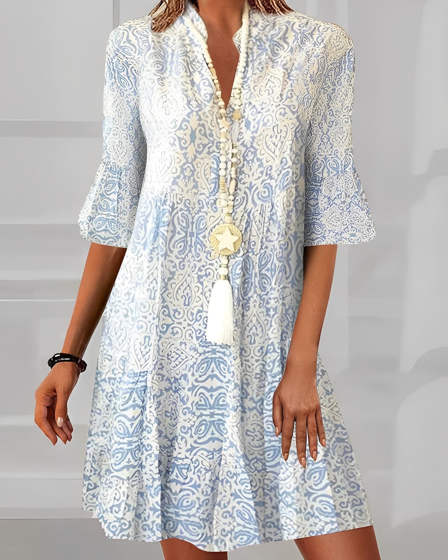 Sarah Collection | Women's Dress with Bohemian Floral Print | Effortless Style for Summer Days