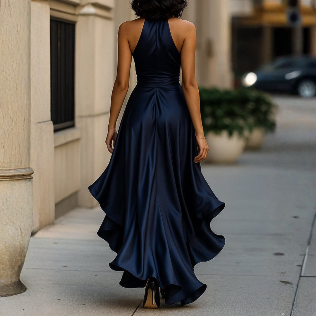 Midnight Elegance | Evening Gown with Ruffle Hemline for Sophisticated Events