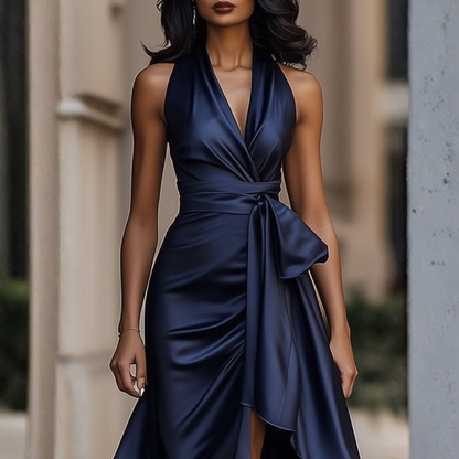 Midnight Elegance | Evening Gown with Ruffle Hemline for Sophisticated Events