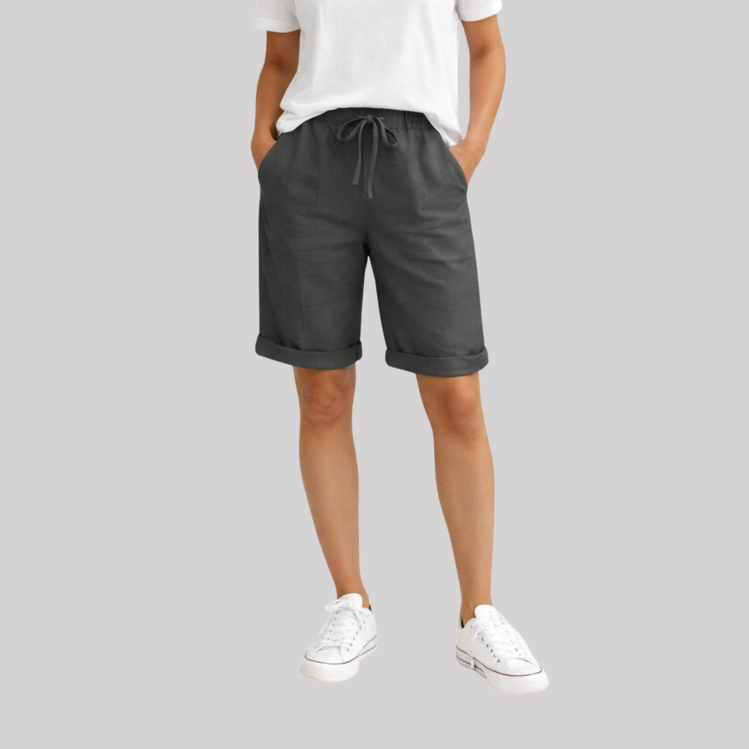 Aveline | Women's Linen Capri Pants with Elastic Drawstring Waist | Relaxed Fit for Effortless Style