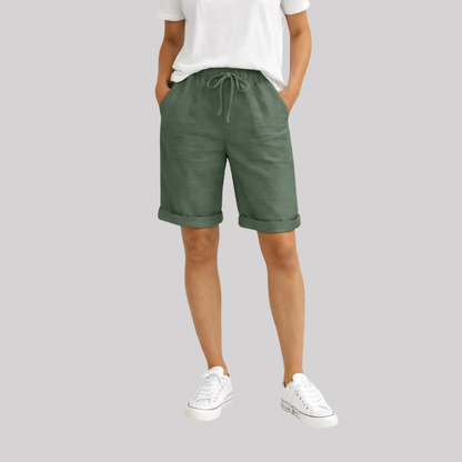 Aveline | Women's Linen Capri Pants with Elastic Drawstring Waist | Relaxed Fit for Effortless Style