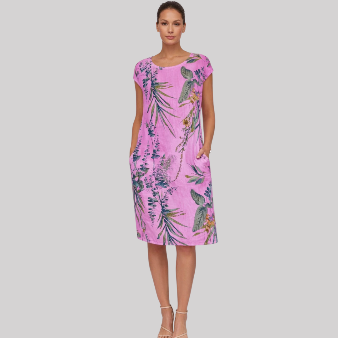 Ivy Collection | Women's Summer Dress with Botanical Print | Relaxed Fit for Effortless Comfort