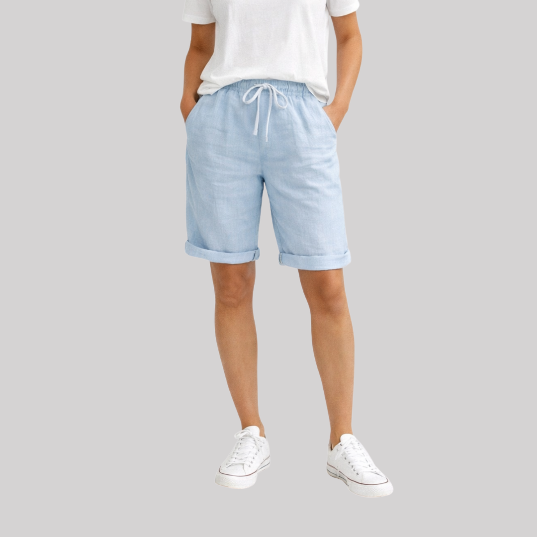 Aveline | Women's Linen Capri Pants with Elastic Drawstring Waist | Relaxed Fit for Effortless Style