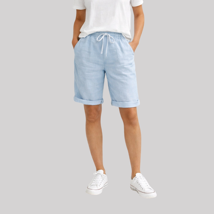 Aveline | Women's Linen Capri Pants with Elastic Drawstring Waist | Relaxed Fit for Effortless Style