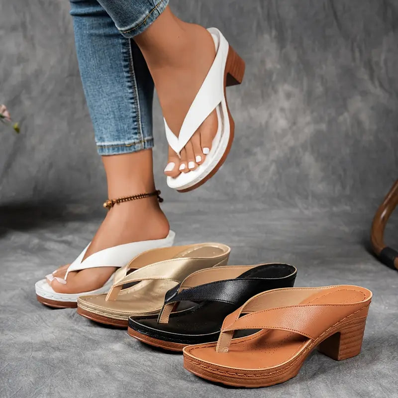 Abigail | Block Heel Sandals with Ergonomic Support | Stylish Comfort for Everyday Wear