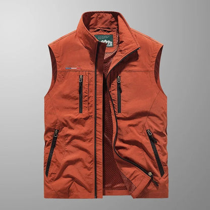 Active Essentials | Men's Vest Jacket with Full Zip and Multiple Pockets | Lightweight Layering for Outdoor Adventures