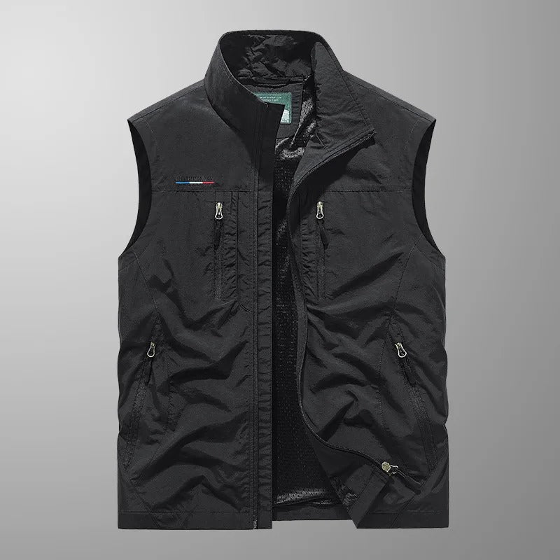 Active Essentials | Men's Vest Jacket with Full Zip and Multiple Pockets | Lightweight Layering for Outdoor Adventures