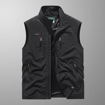 Active Essentials | Men's Vest Jacket with Full Zip and Multiple Pockets | Lightweight Layering for Outdoor Adventures