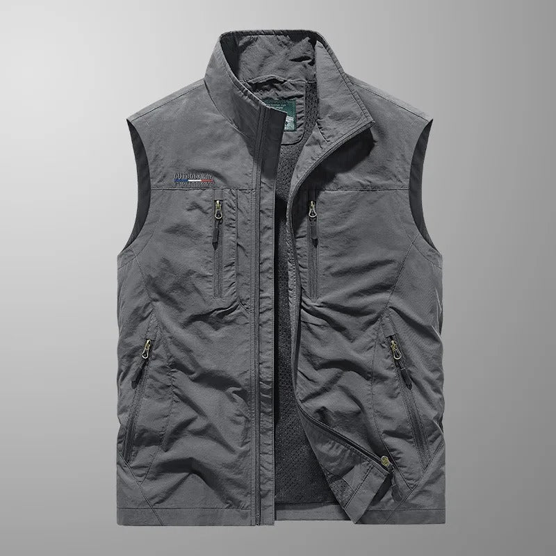 Active Essentials | Men's Vest Jacket with Full Zip and Multiple Pockets | Lightweight Layering for Outdoor Adventures
