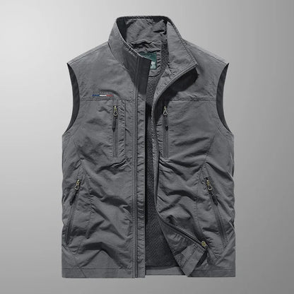 Active Essentials | Men's Vest Jacket with Full Zip and Multiple Pockets | Lightweight Layering for Outdoor Adventures