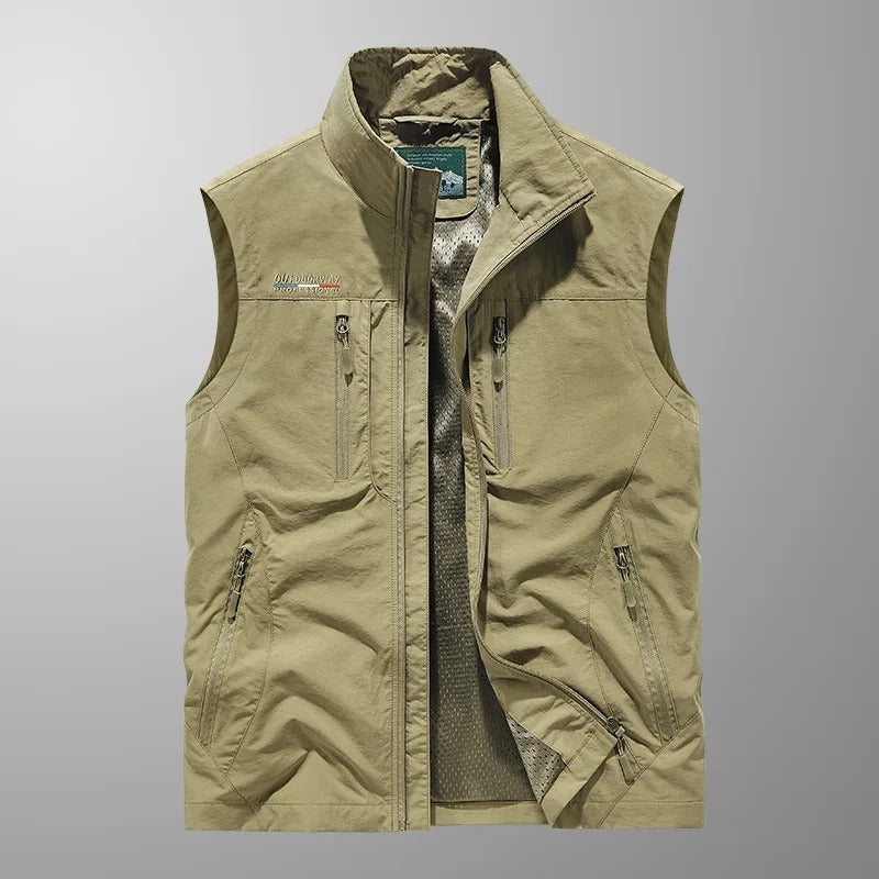 Active Essentials | Men's Vest Jacket with Full Zip and Multiple Pockets | Lightweight Layering for Outdoor Adventures