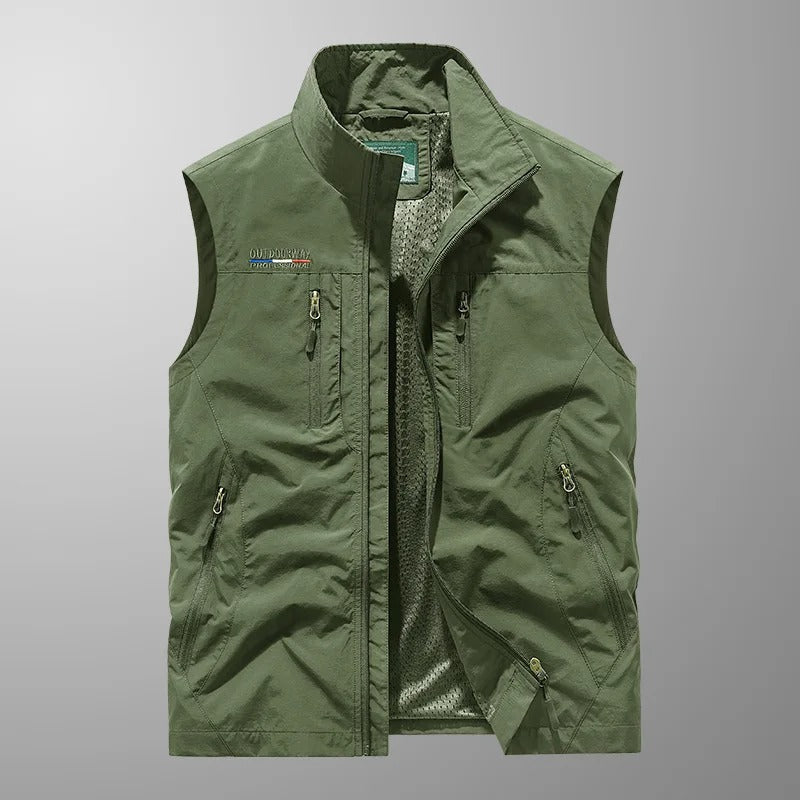 Active Essentials | Men's Vest Jacket with Full Zip and Multiple Pockets | Lightweight Layering for Outdoor Adventures
