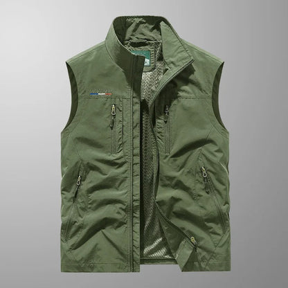 Active Essentials | Men's Vest Jacket with Full Zip and Multiple Pockets | Lightweight Layering for Outdoor Adventures