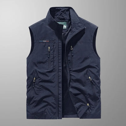 Active Essentials | Men's Vest Jacket with Full Zip and Multiple Pockets | Lightweight Layering for Outdoor Adventures