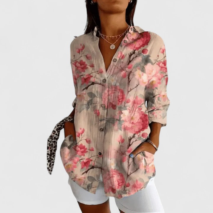 Adele Collection | Women's Floral Button-Up Blouse with Lightweight Comfort | Versatile Style for Everyday Elegance
