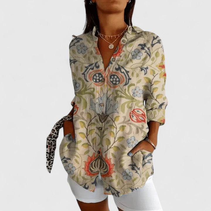 Adele Collection | Women's Floral Button-Up Blouse with Lightweight Comfort | Versatile Style for Everyday Elegance
