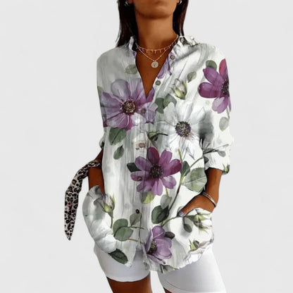 Adele Collection | Women's Floral Button-Up Blouse with Lightweight Comfort | Versatile Style for Everyday Elegance