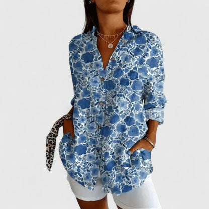 Adele Collection | Women's Floral Button-Up Blouse with Lightweight Comfort | Versatile Style for Everyday Elegance