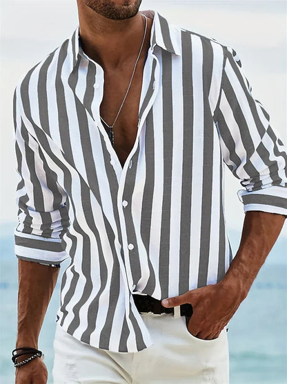 Adrian Collection | Men's Striped Casual Shirt with Button-Down Collar | Relaxed Fit for Effortless Summer Style