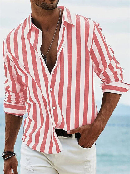 Adrian Collection | Men's Striped Casual Shirt with Button-Down Collar | Relaxed Fit for Effortless Summer Style