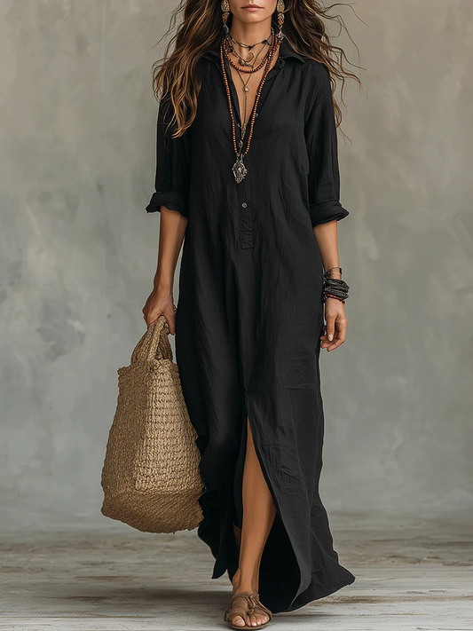 Alessandra | Women's Relaxed Maxi Shirt Dress with Button-Front Design | Effortless Style for Summer Elegance
