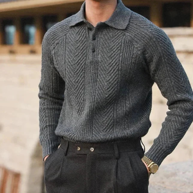 Andreas Vela | Long Sleeve Polo Shirt with Distinct Pattern | Versatile Slim Fit for Any Occasion