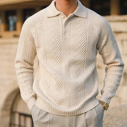 Andreas Vela | Long Sleeve Polo Shirt with Distinct Pattern | Versatile Slim Fit for Any Occasion