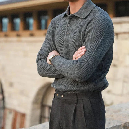 Andreas Vela | Long Sleeve Polo Shirt with Distinct Pattern | Versatile Slim Fit for Any Occasion
