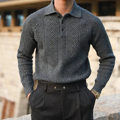 Andreas Vela | Long Sleeve Polo Shirt with Distinct Pattern | Versatile Slim Fit for Any Occasion