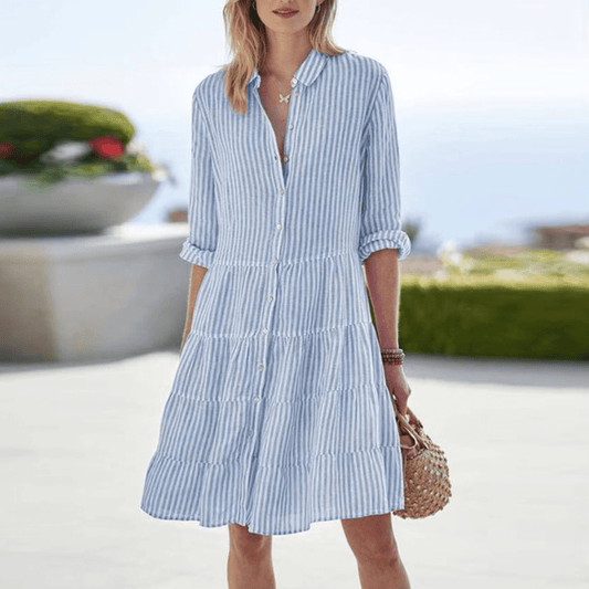 Anna Collection | Women's Striped Summer Dress with A-Line Fit | Lightweight Fabric for Effortless Style