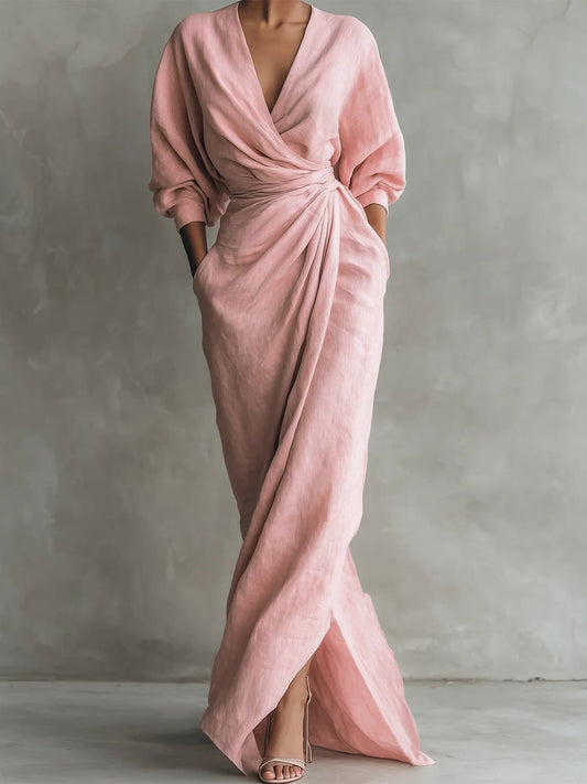 Aspen Collection | Floral Maxi Dress with Draped Wrap Design | Effortless Elegance for Women