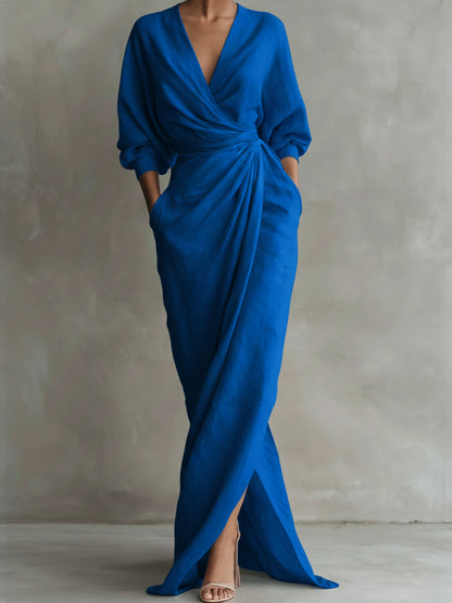 Aspen Collection | Floral Maxi Dress with Draped Wrap Design | Effortless Elegance for Women