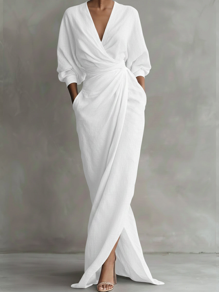 Aspen Collection | Floral Maxi Dress with Draped Wrap Design | Effortless Elegance for Women