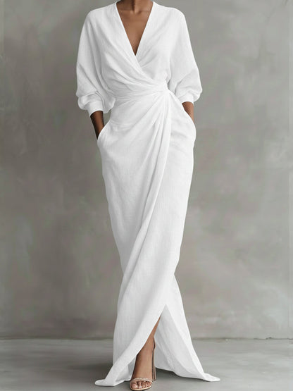Aspen Collection | Floral Maxi Dress with Draped Wrap Design | Effortless Elegance for Women
