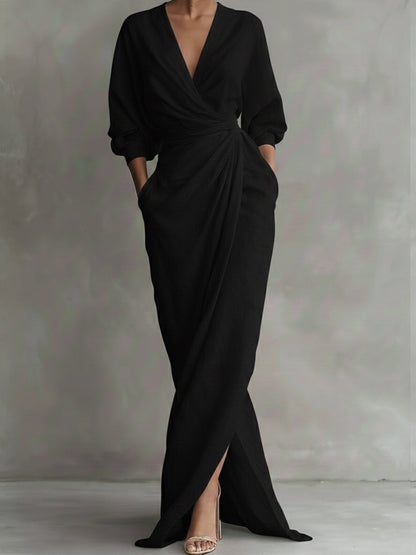 Aspen Collection | Floral Maxi Dress with Draped Wrap Design | Effortless Elegance for Women