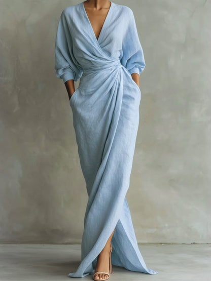 Aspen Collection | Floral Maxi Dress with Draped Wrap Design | Effortless Elegance for Women