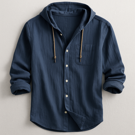 Benson Collection | Lightweight Cotton-Linen Hoodie Shirt with Adjustable Drawstring | Relaxed Fit for Effortless Style and Comfort