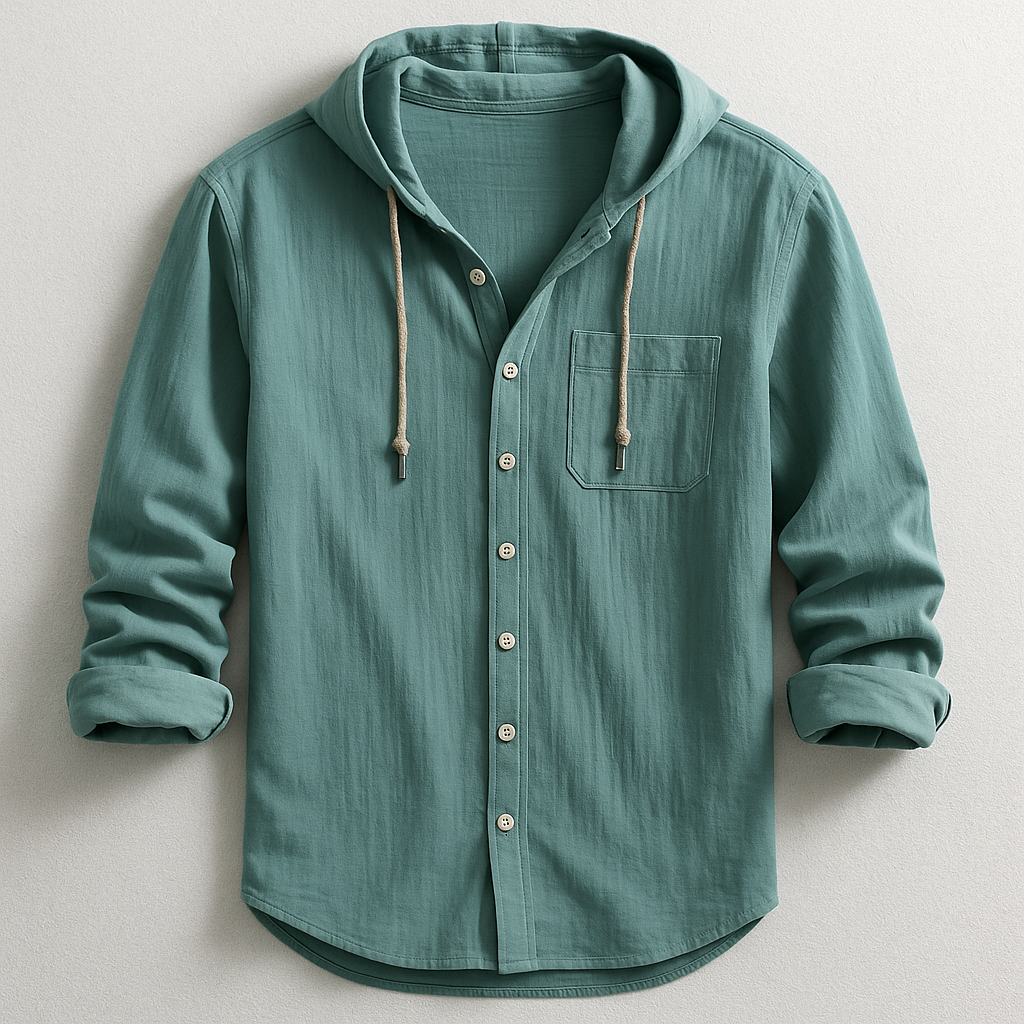 Benson Collection | Lightweight Cotton-Linen Hoodie Shirt with Adjustable Drawstring | Relaxed Fit for Effortless Style and Comfort