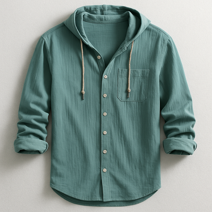 Benson Collection | Lightweight Cotton-Linen Hoodie Shirt with Adjustable Drawstring | Relaxed Fit for Effortless Style and Comfort