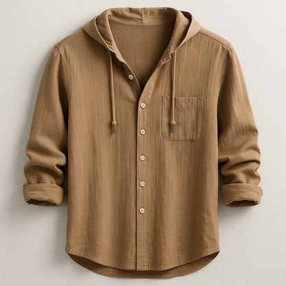 Benson Collection | Lightweight Cotton-Linen Hoodie Shirt with Adjustable Drawstring | Relaxed Fit for Effortless Style and Comfort
