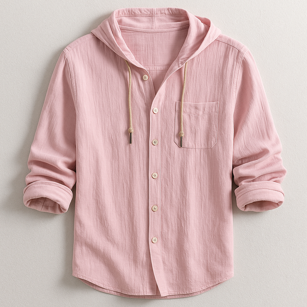 Benson Collection | Lightweight Cotton-Linen Hoodie Shirt with Adjustable Drawstring | Relaxed Fit for Effortless Style and Comfort