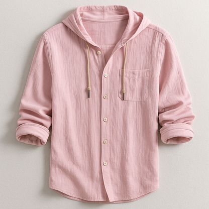 Benson Collection | Lightweight Cotton-Linen Hoodie Shirt with Adjustable Drawstring | Relaxed Fit for Effortless Style and Comfort