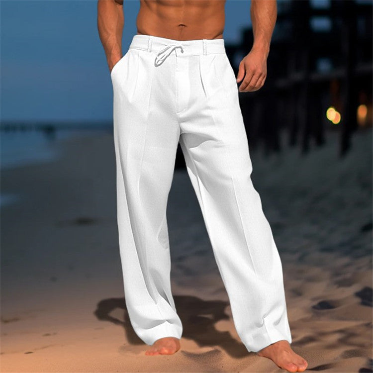Casual Comfort | Men's Wide Leg Drawstring Pants with Pleated Front | Relaxed Fit for Everyday Style