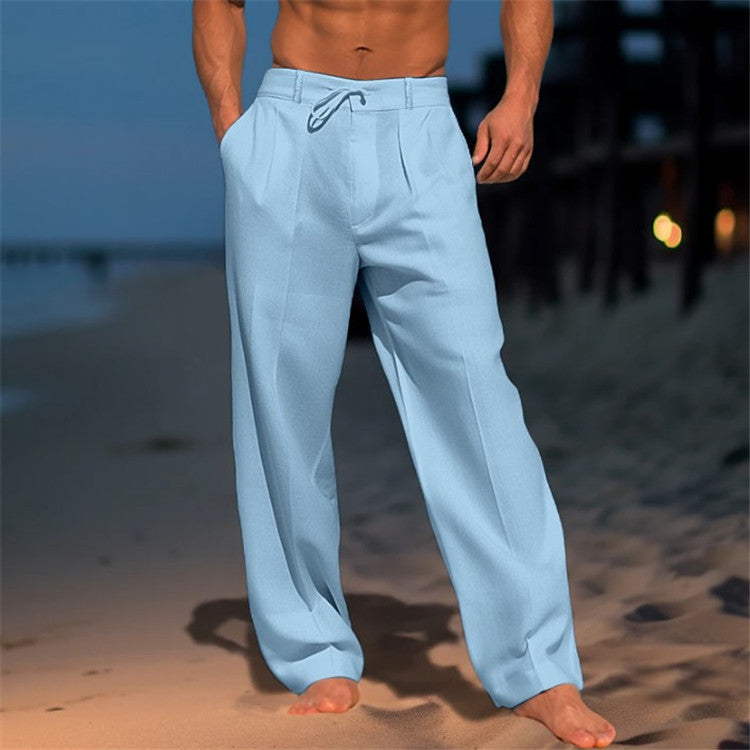Casual Comfort | Men's Wide Leg Drawstring Pants with Pleated Front | Relaxed Fit for Everyday Style