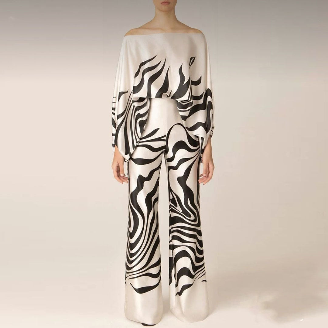 Chic Summer | Women's Outfit Two-Piece Set with Off-Shoulder Lantern Sleeves | Stylish Clothing for Effortless Elegance