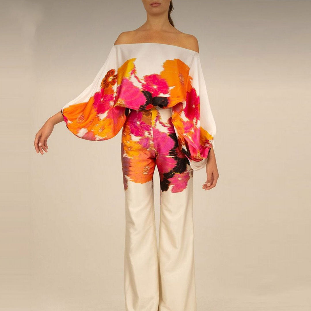 Chic Summer | Women's Outfit Two-Piece Set with Off-Shoulder Lantern Sleeves | Stylish Clothing for Effortless Elegance