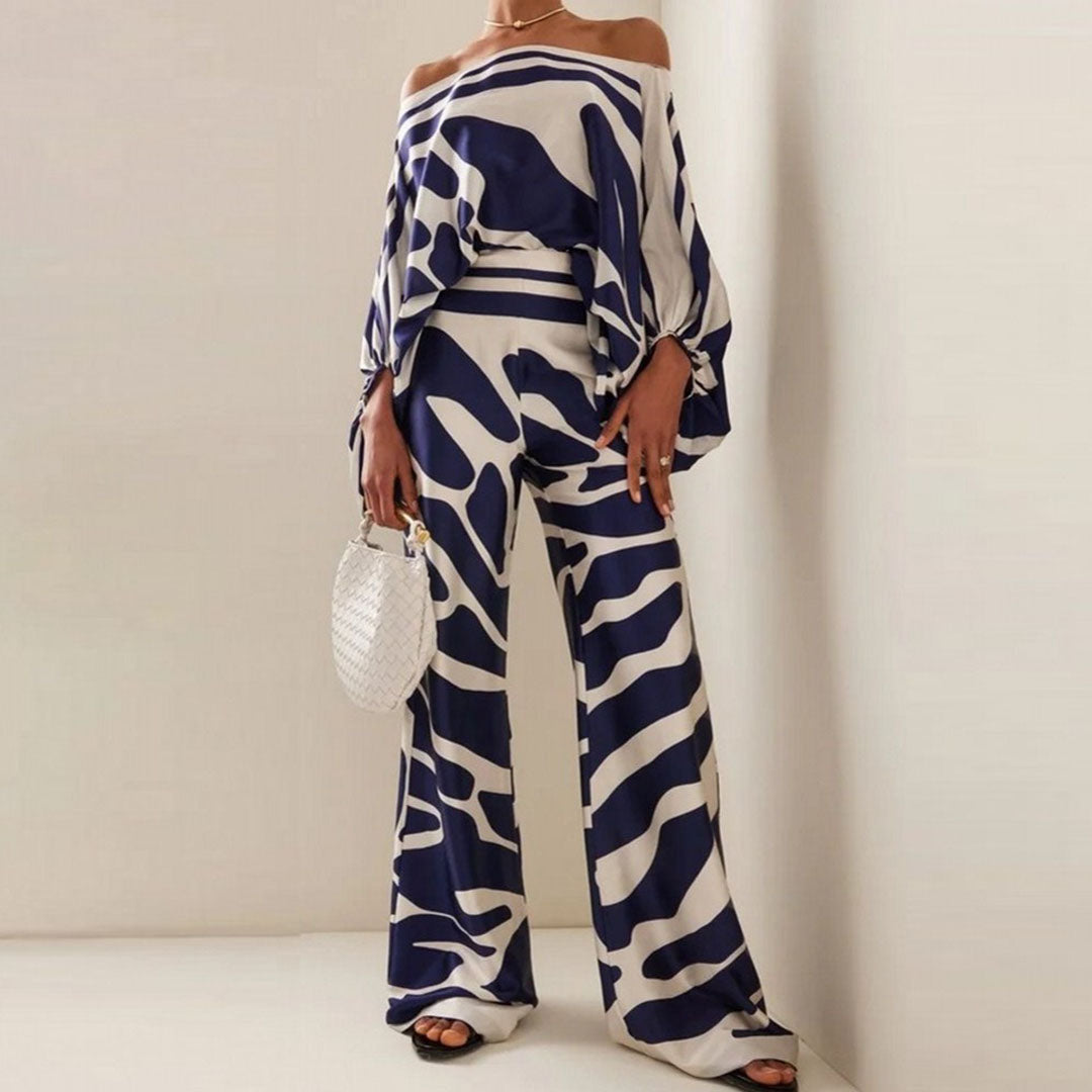 Chic Summer | Women's Outfit Two-Piece Set with Off-Shoulder Lantern Sleeves | Stylish Clothing for Effortless Elegance